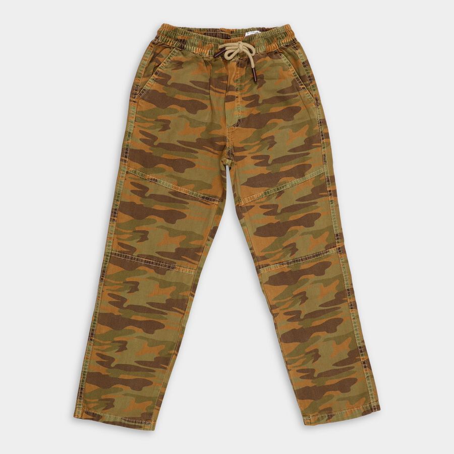 Boys' 100% Cotton Trousers, भूरा, large image number null