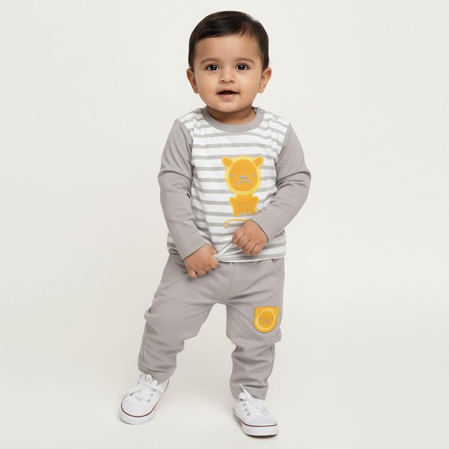Infants' 100% Cotton Baba Suit, Light Grey, large image number null