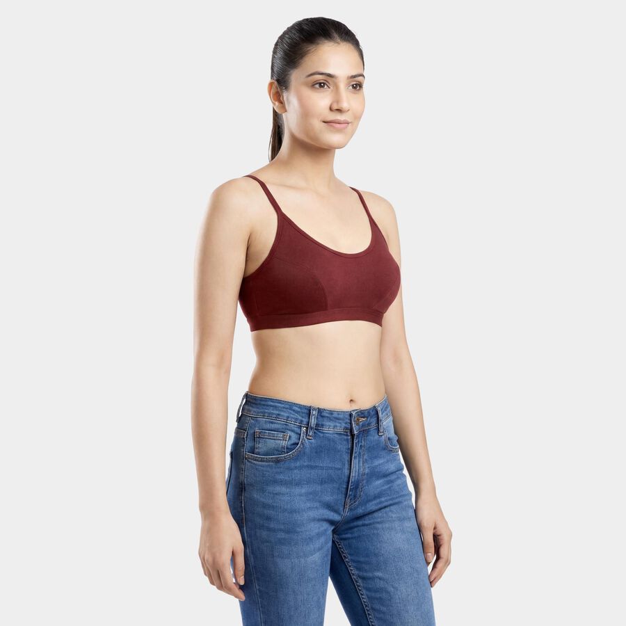 Women's Brown Cotton Blend Scoop Neck Classic Bra, Brown, large