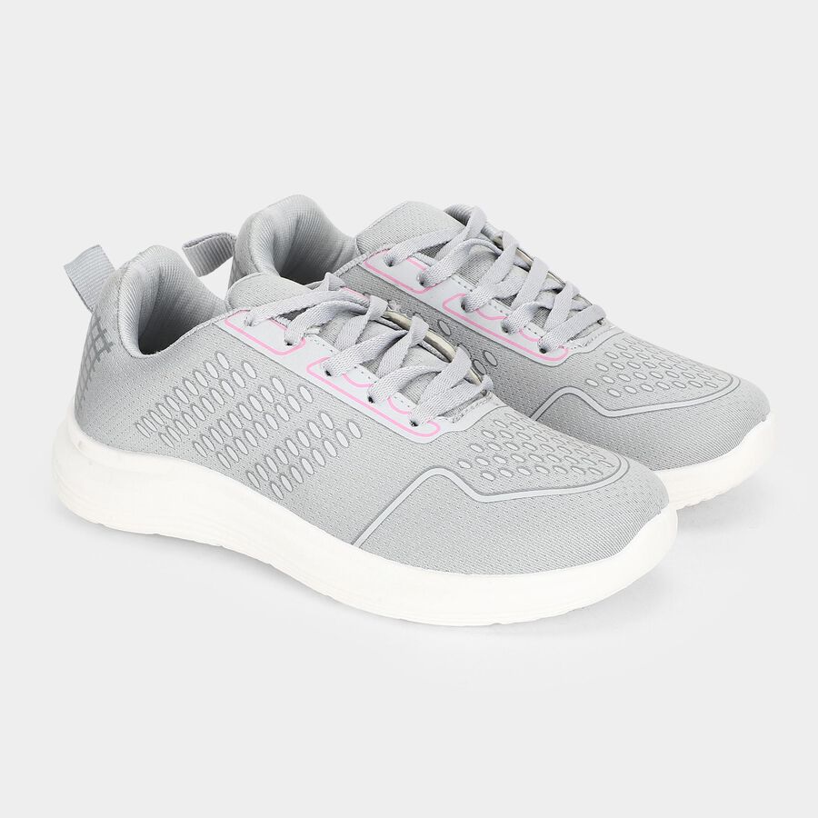 Women's Grey Lace-Up Sneakers, Grey, large