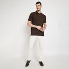Men's Collared Half Sleeves T-Shirt , Brown, small