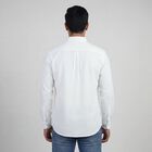 Men's White Cotton Spread Collar Classic Casual Shirt, White, small