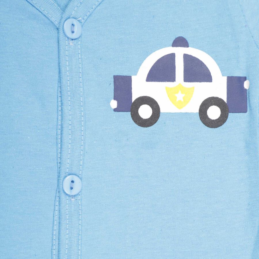 Infants Cotton Front Open T-Shirt, Mid Blue, large image number null