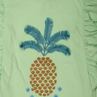 Girls' Mint Green Round Neck Regular T-Shirt, Light Green, small