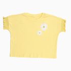 Girls Light Yellow Cotton Round Neck Casual T-Shirt, Yellow, small image number null