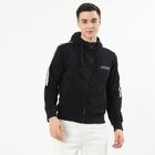 Men's Jet Black Hooded Neck Casual Sweatshirt, Black, small image number null