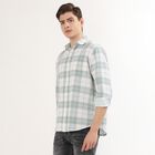 Men's Muted Aqua Cotton Checkered Casual Shirt, Aqua, small
