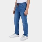 Boys Light Blue Straight Fit Drawstring Waist Jeans, हल्का नीला, small