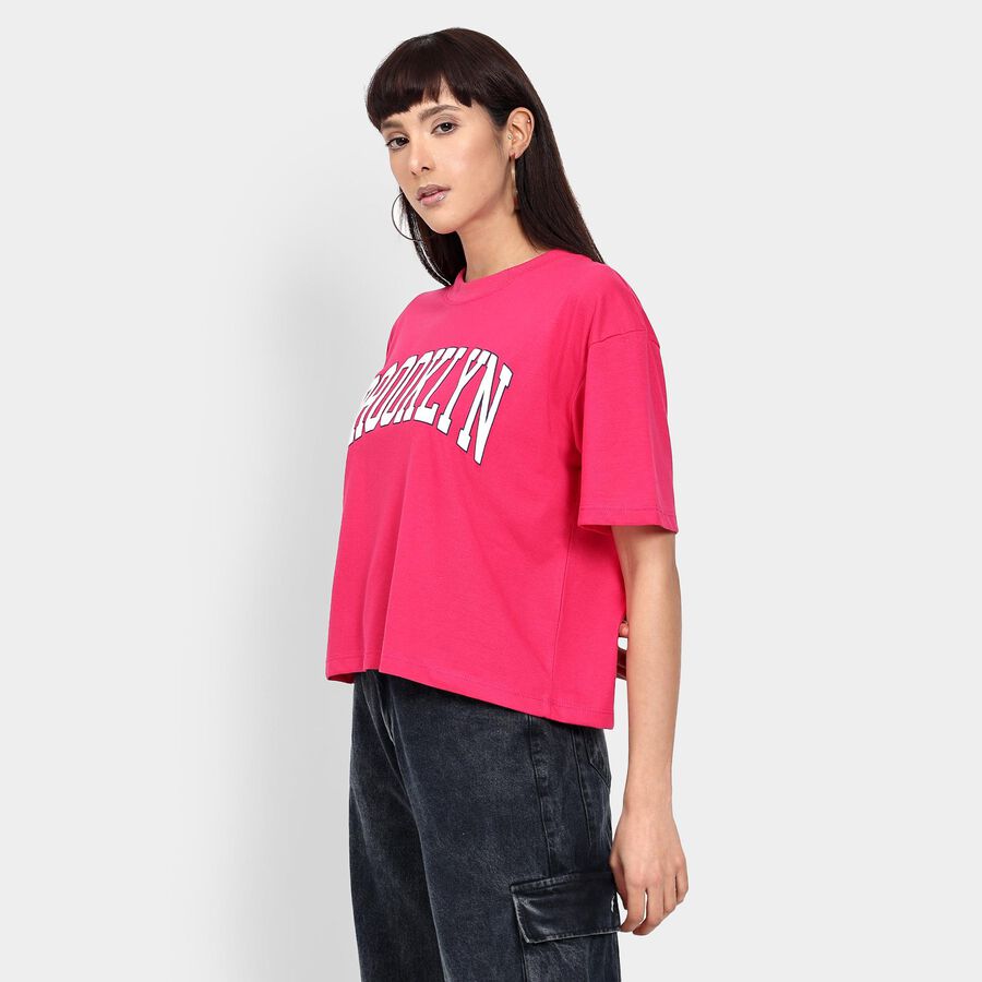 Ladies' Round Neck T-Shirt , रानी (फ्यूशिया), large image number null