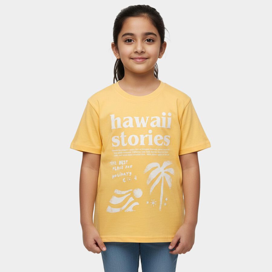 Girls' T-Shirt, पीला, large