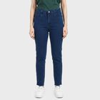 Women's Navy Blue Slim Fit Stretchable Jeans, गहरा नीला, small