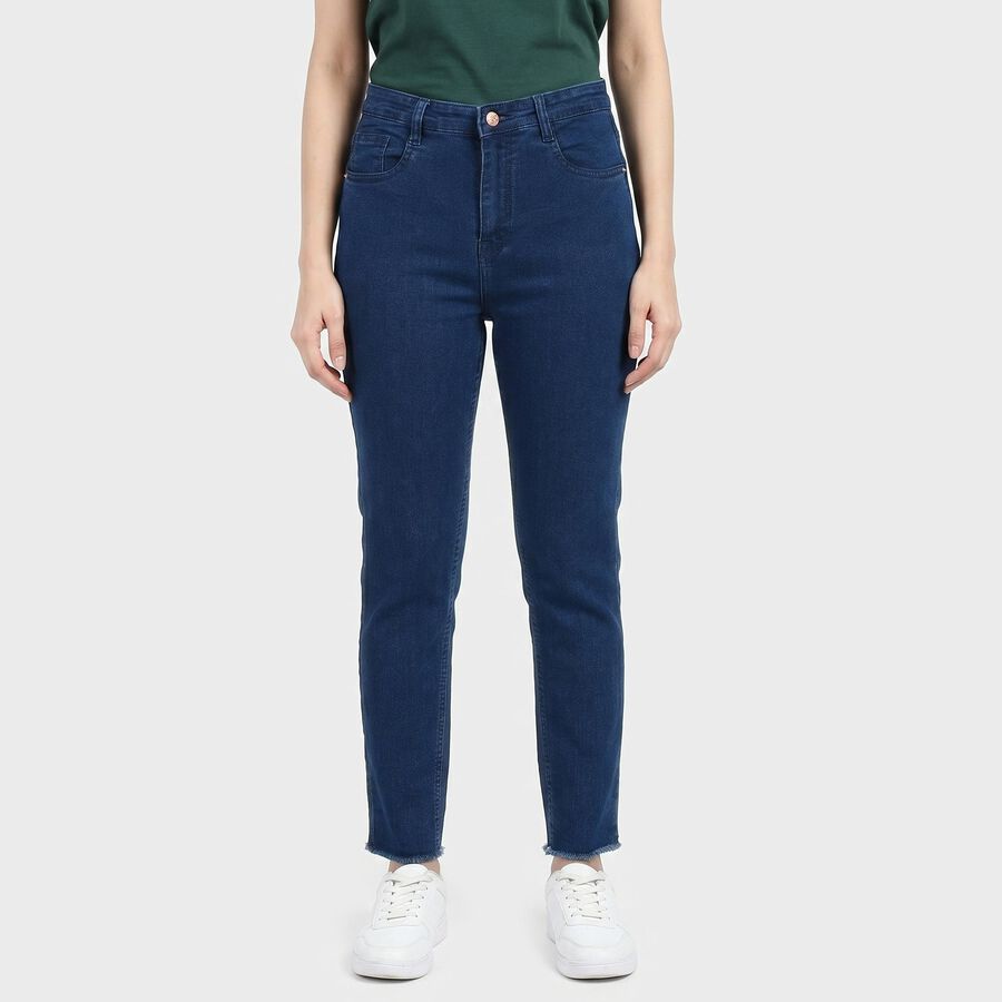 Women's Navy Blue Slim Fit Stretchable Jeans, गहरा नीला, large