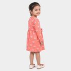 Girls' Coral Floral Printed Fit and Flare Frock, Coral, small