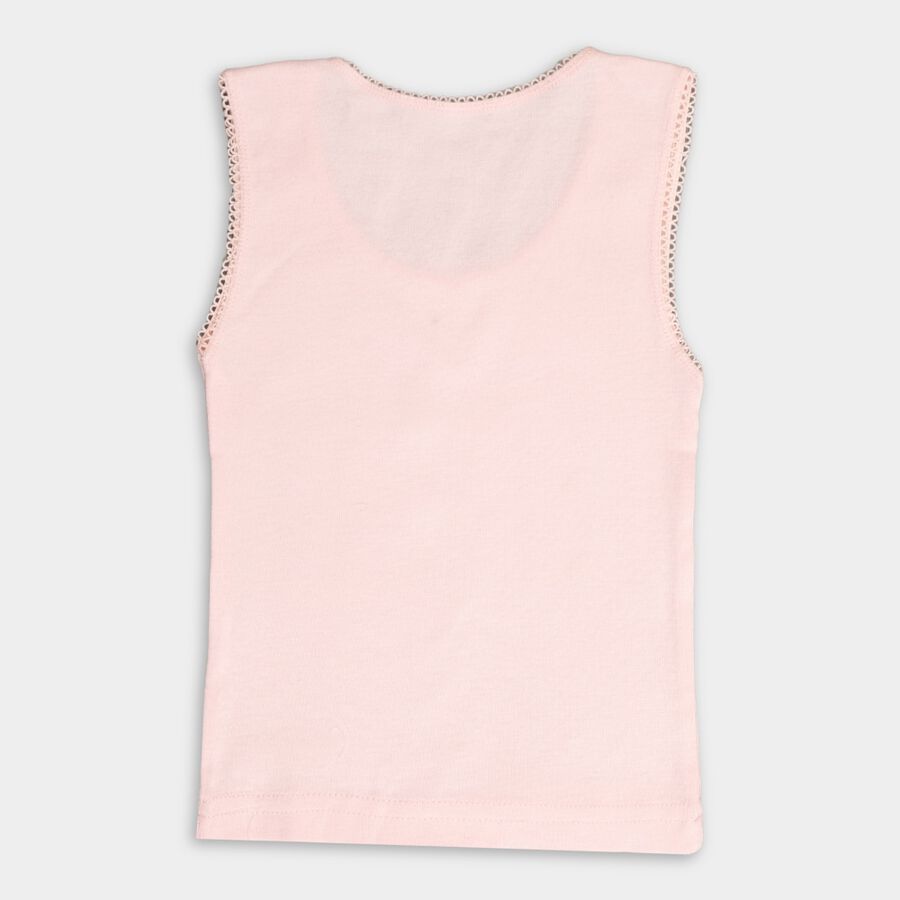 Girls' Cotton Vest, Peach, large