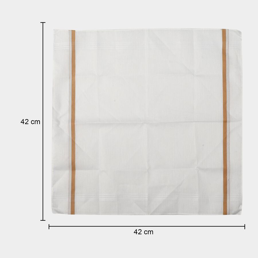 Men's White Striped Pack of 3 Handkerchief, White, large