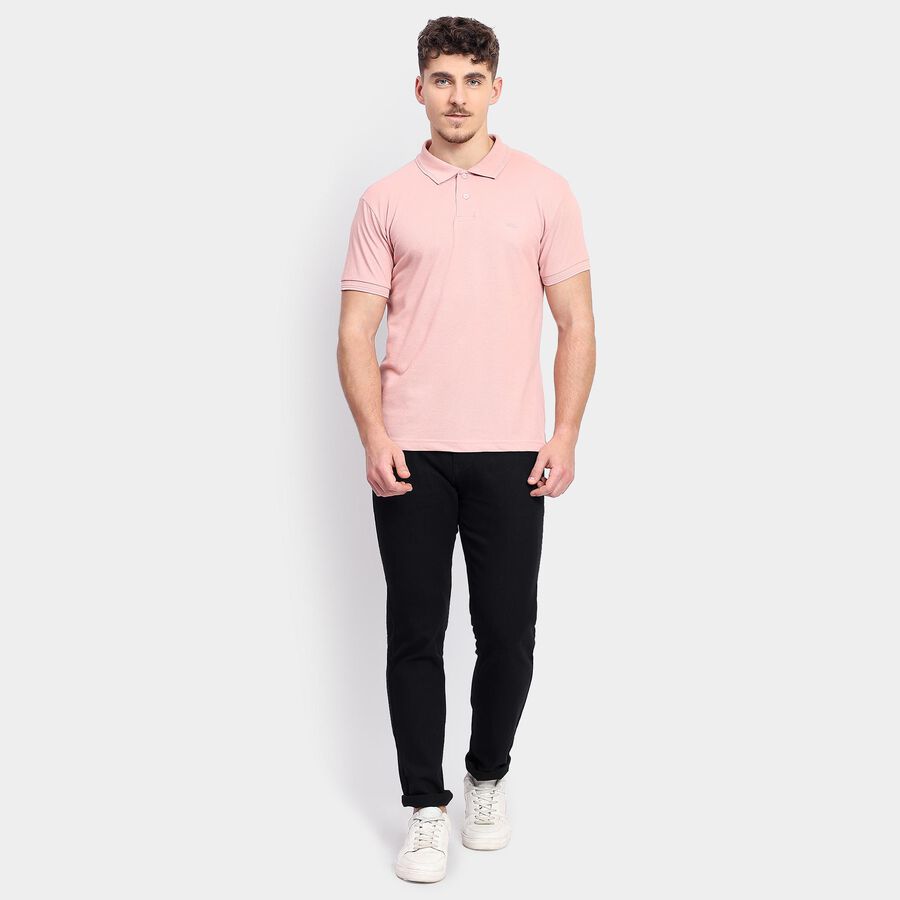 Men's Collared Half Sleeves T-Shirt , हल्का गुलाबी, large image number null