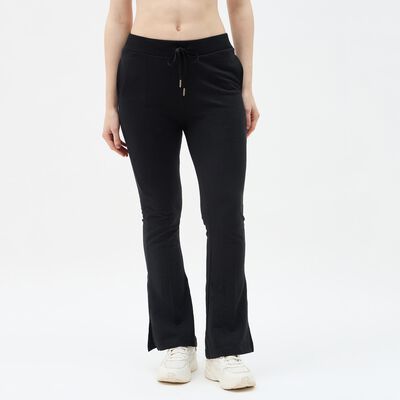 Women's Black Regular Fit Track Pants