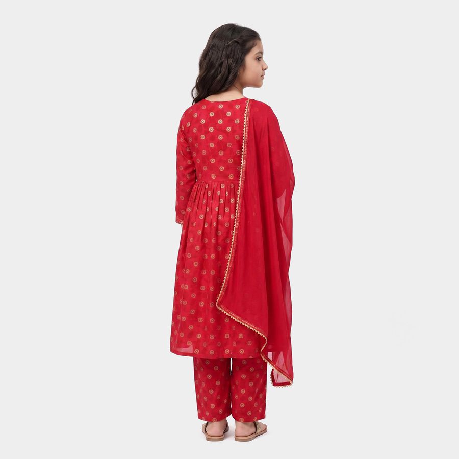 Girls' Wine Fusion Set with Dupatta Upper and Bottom Set, Wine, large