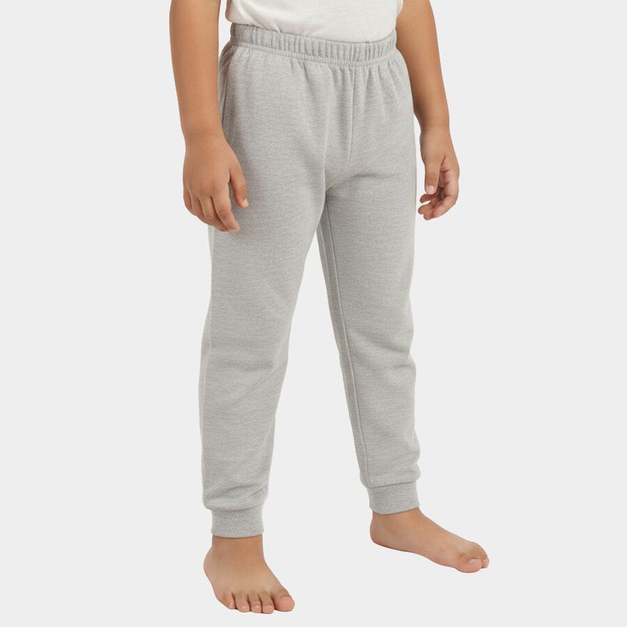 Boys Light Heather Grey Cotton Blend Thermal Lower, मिश्रित मध्यम ग्रे, large image number null