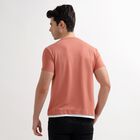Men's Muted Coral Round Neck Textured T-Shirt, Coral, small image number null