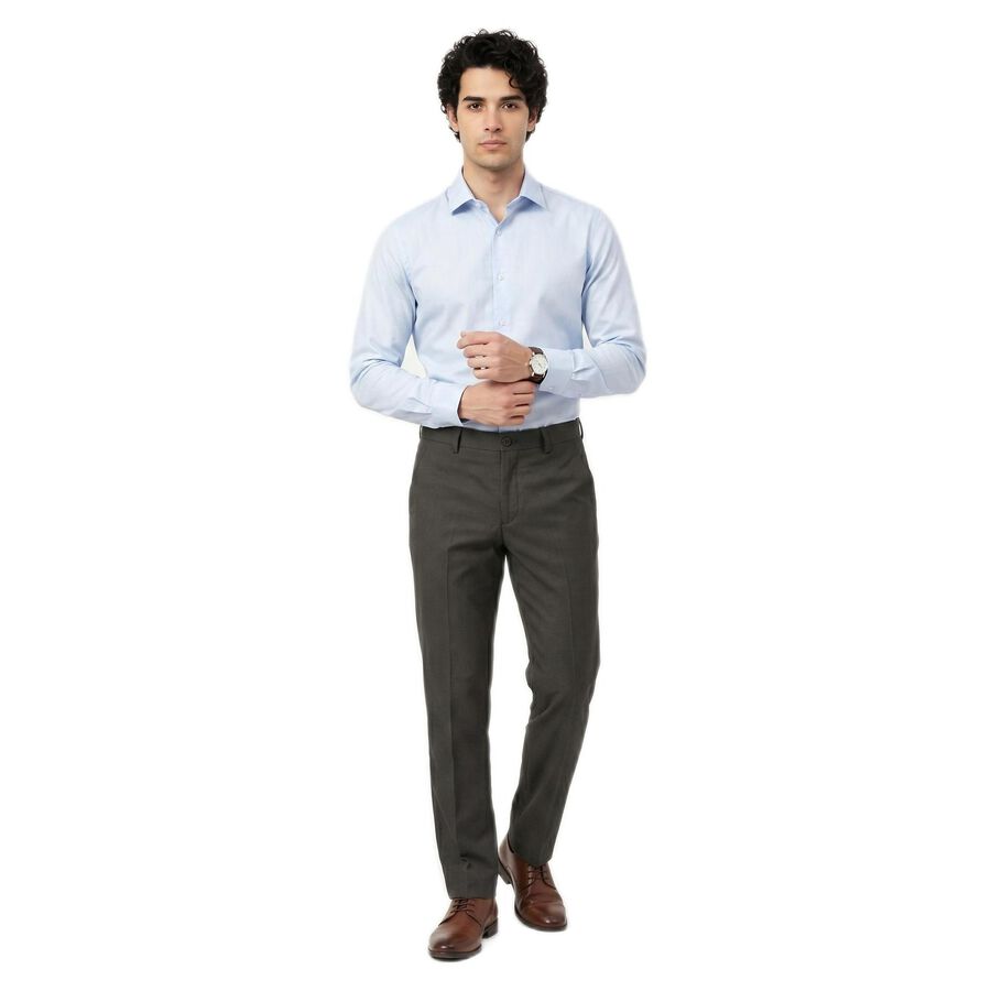 Men's Black Slim Fit Flat-Front Formal Trousers, Black, large