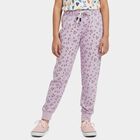 Girls' Lilac Regular Fit Heart Printed Pyjama, Lilac, small