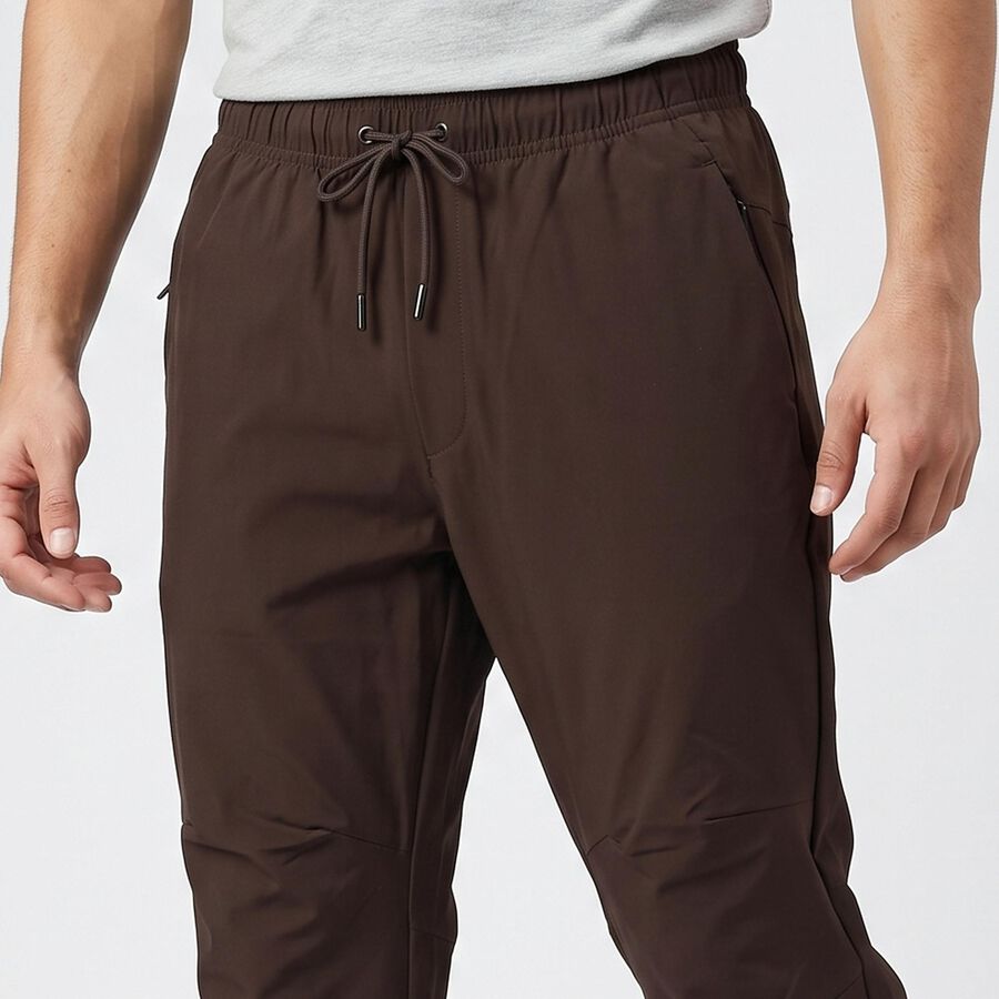 Men's Brown Slim Fit Zip Pocket Track Pants, भूरा, large