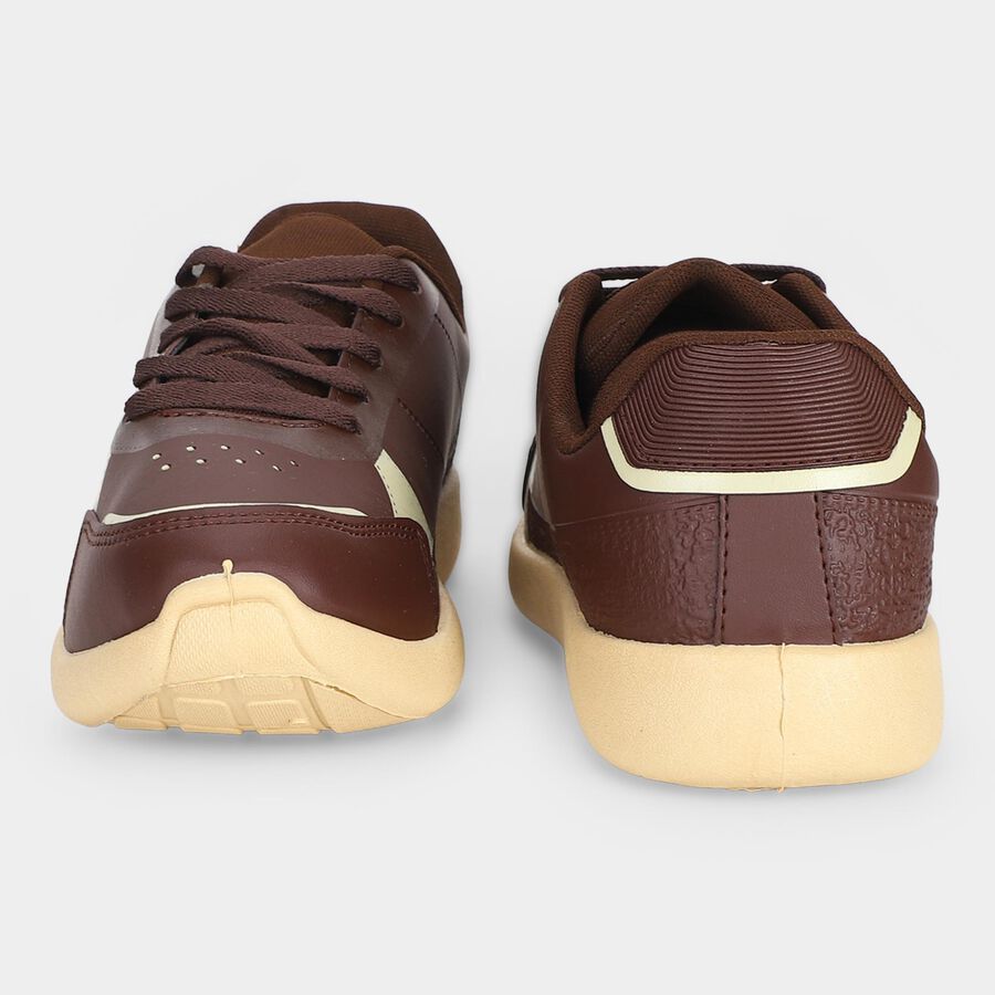 Men Brown Lace-Up Sneakers, भूरा, large