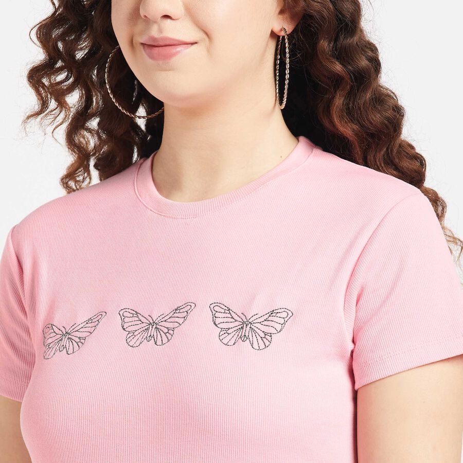 Round Neck T-Shirt, Light Pink, large image number null