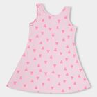 Girls' Light Pink Sleeveless A-Line Printed Frock, Light Pink, small image number null