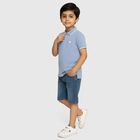 Boys Light Blue Polo Collar Casual T-Shirt, मध्यम नीला, small image number null