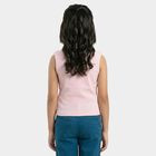Girls Pink Round Neck Casual T-Shirt, Light Pink, small