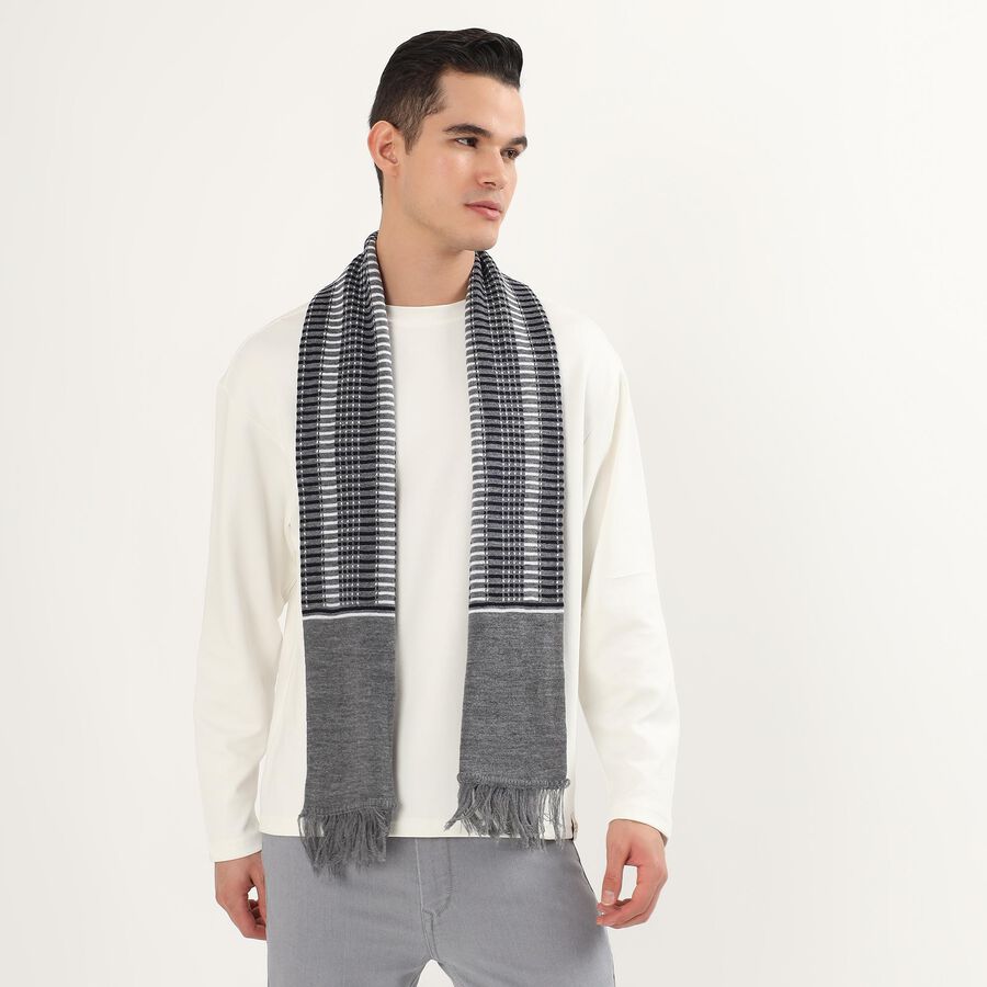 Men's Muffler, Melange Light Grey, large image number null