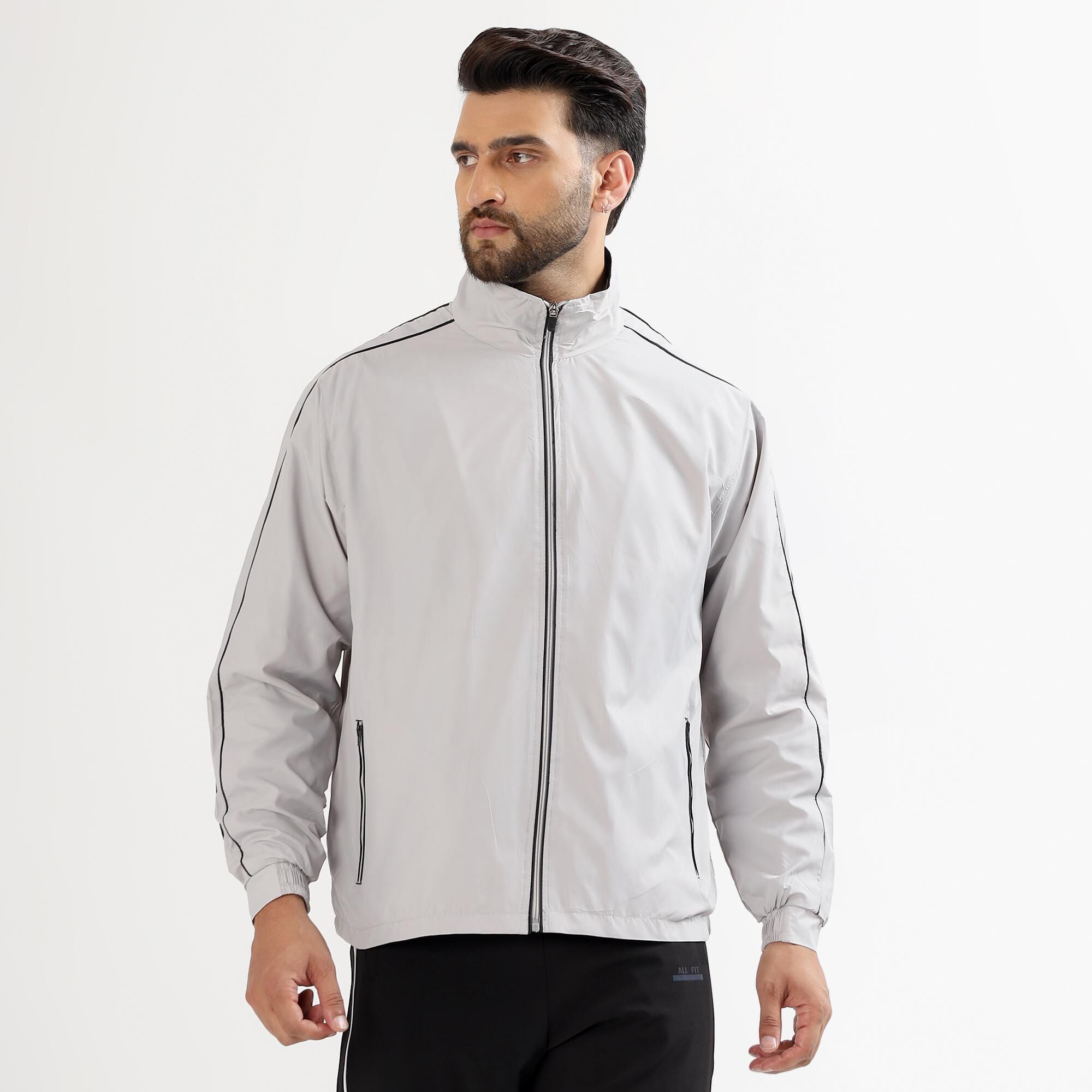 Driftwood Men's Light Grey High Neck Casual Jacket | Vishal Mega