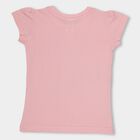 Girls' Light Pink Cotton Round Neck Casual T-Shirt, हल्का गुलाबी, small image number null
