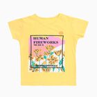 Girls Bright Yellow Cotton Round Neck Casual T-Shirt, पीला, small image number null