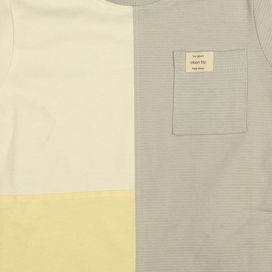 Boys Yellow Cotton Round Neck Casual Boys T-Shirt, पीला, large