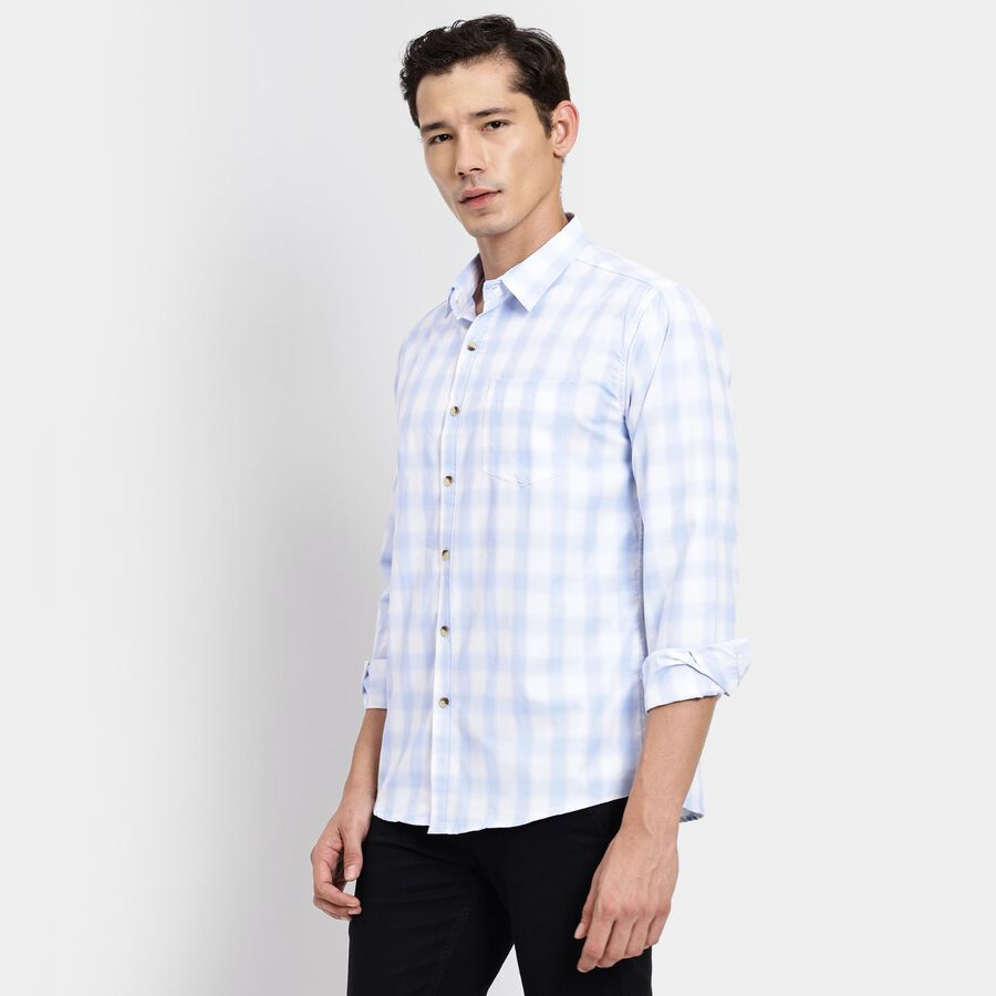 Men's 100% Cotton Casual Shirt, हल्का नीला, large image number null
