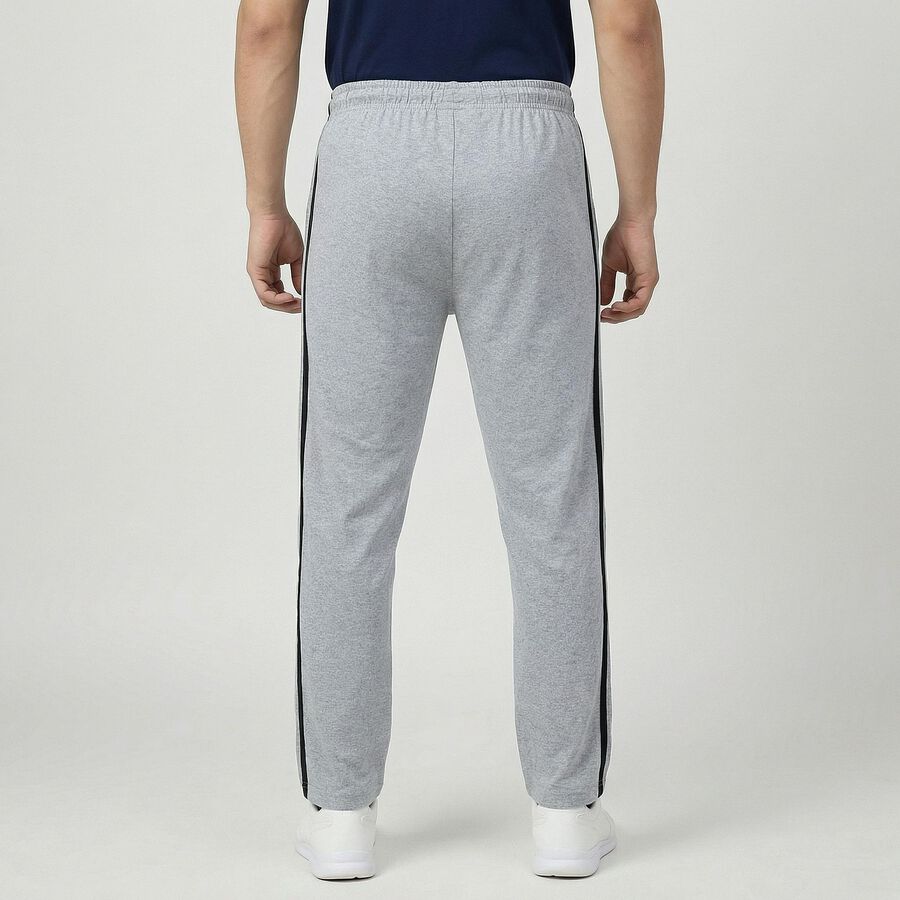 Men's Mid Grey Regular Fit Track Pants, Melange Mid Grey, large