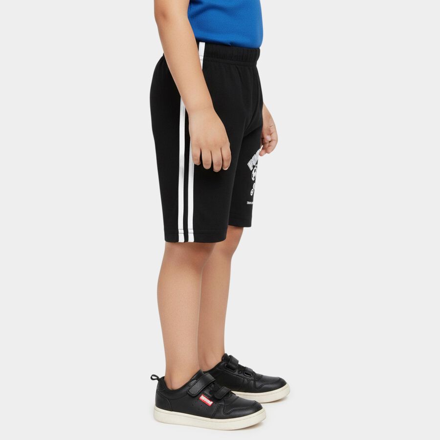 Boys Black Football Print Elastic Waist Bermuda Shorts, Black, large