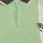 Boys' Charcoal Cotton Polo Neck Colorblocked T-Shirt, चारकोल, small