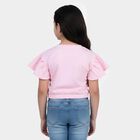 Girls Pink Round Neck Casual T-Shirt, गुलाबी, small