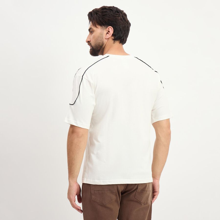Men's White Cotton Round Neck Classic T-Shirt, सफ़ेद, large