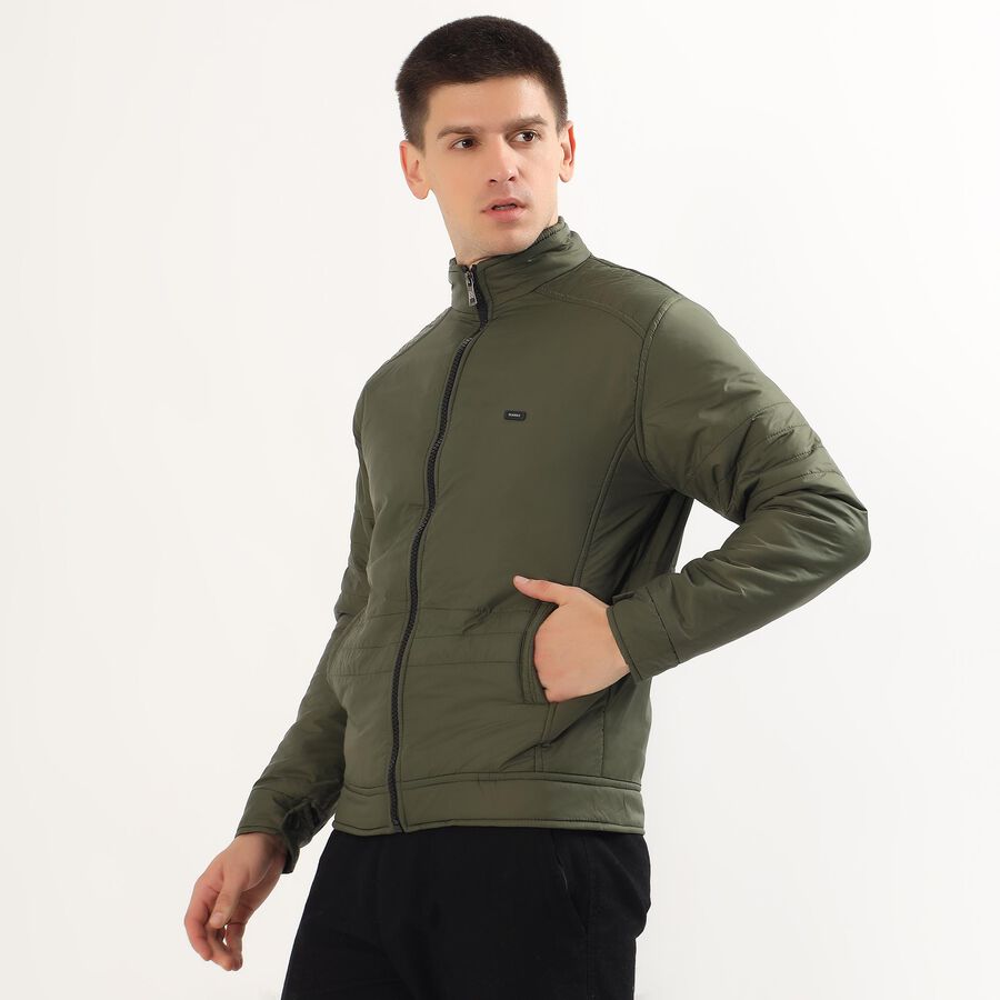 Men's Muted Olive High Neck Casual Jacket, Olive, large image number null