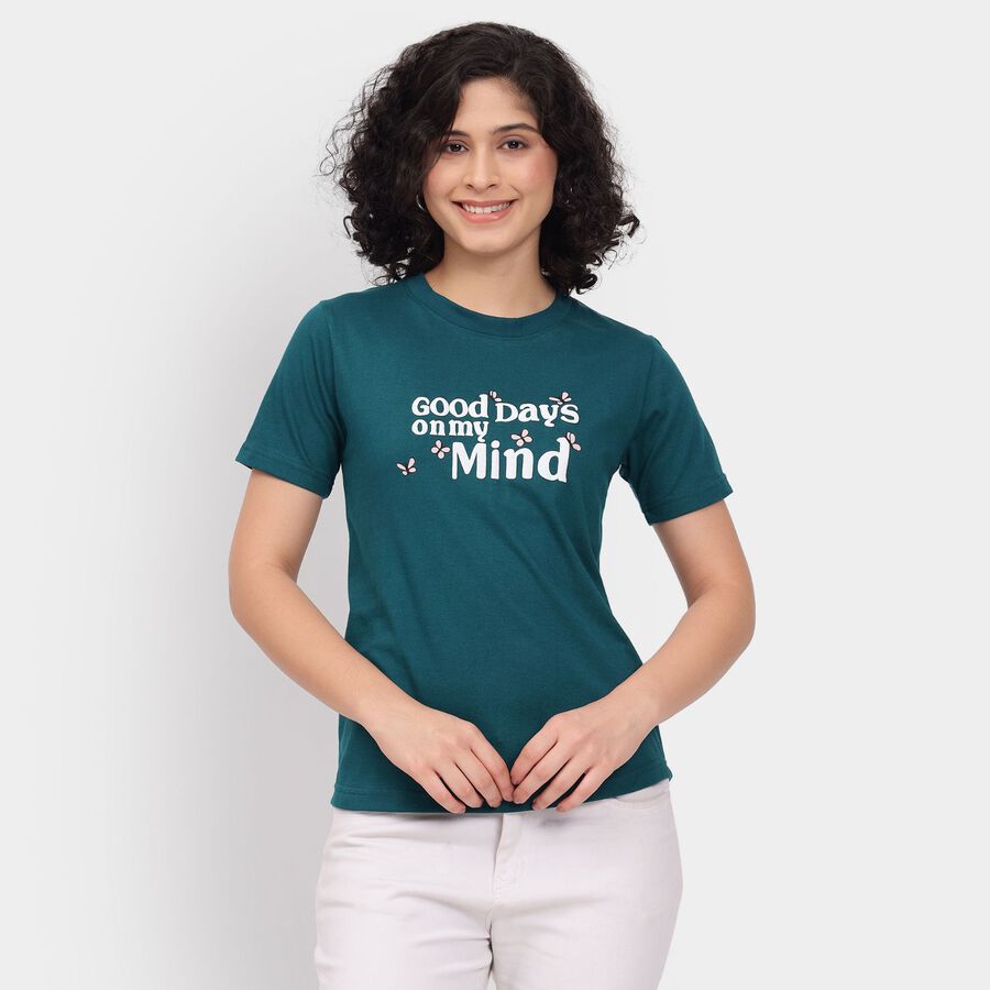 Ladies' Round Neck T-Shirt, Dark Green, large image number null