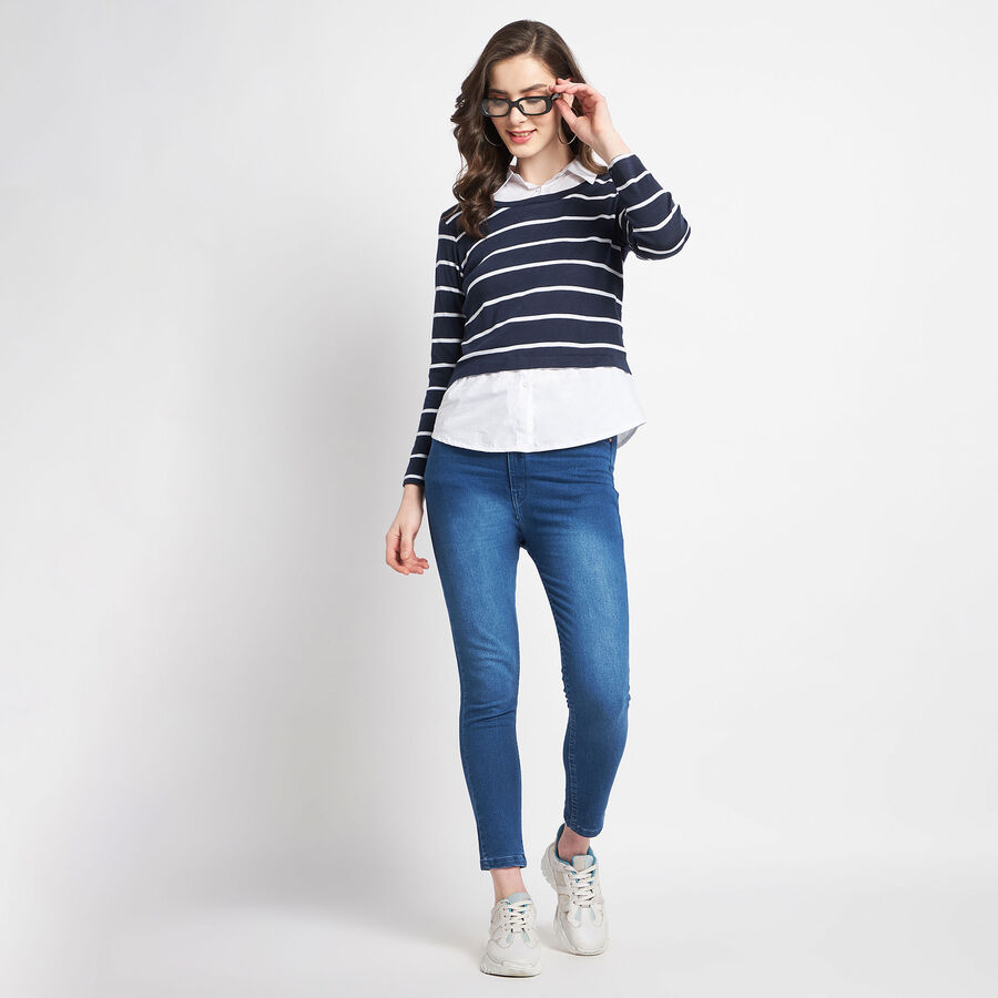 Stripes Shirt, Navy Blue, large image number null