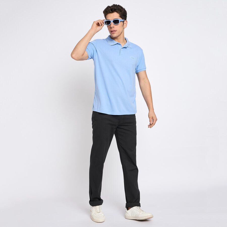 Men's Collared Half Sleeves T-Shirt, Light Blue, large image number null