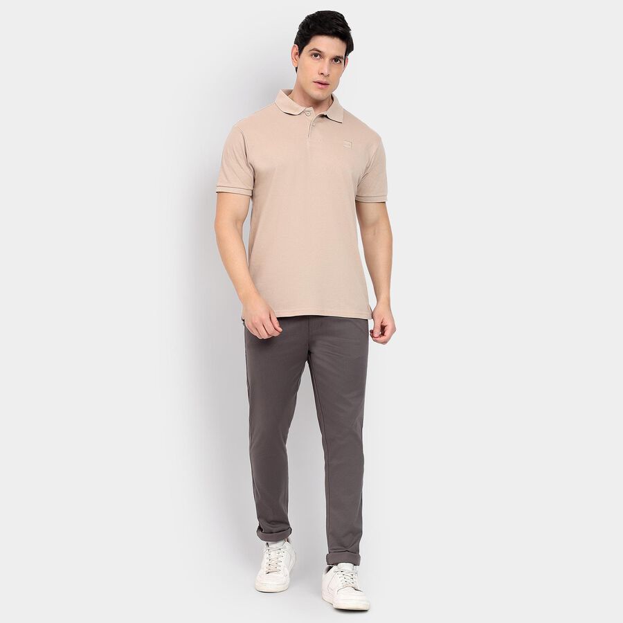 Men's Collared Half Sleeves T-Shirt, Beige, large image number null