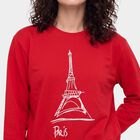 Women's Fuchsia Crew Neck Pullover Sweatshirt, रानी (फ्यूशिया), small