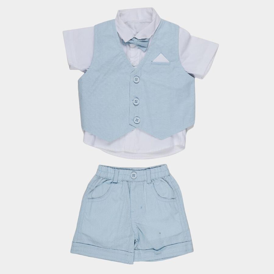 Infants' Light Blue Cotton Collared Formal Baba Suit, Light Blue, large